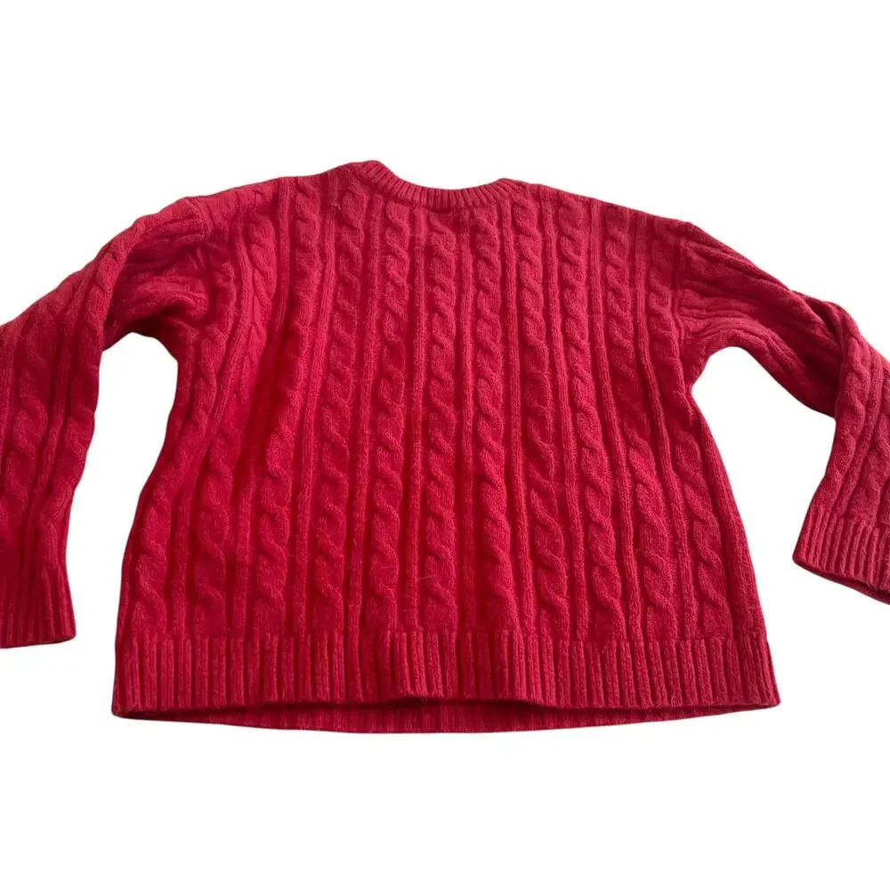 Gap Boys Red Cable Knit Preppy Crewneck Pullover Sweater HO24 size 5
